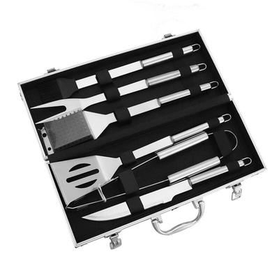 ZISIZ 6-Piece Stainless Steel BBQ Tool Set with Aluminum Case