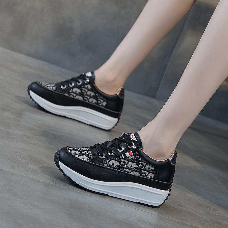 Inner height-increasing women's shoes platform muffin small leather versatile summer casual muffin large size small white shoes women's board shoes