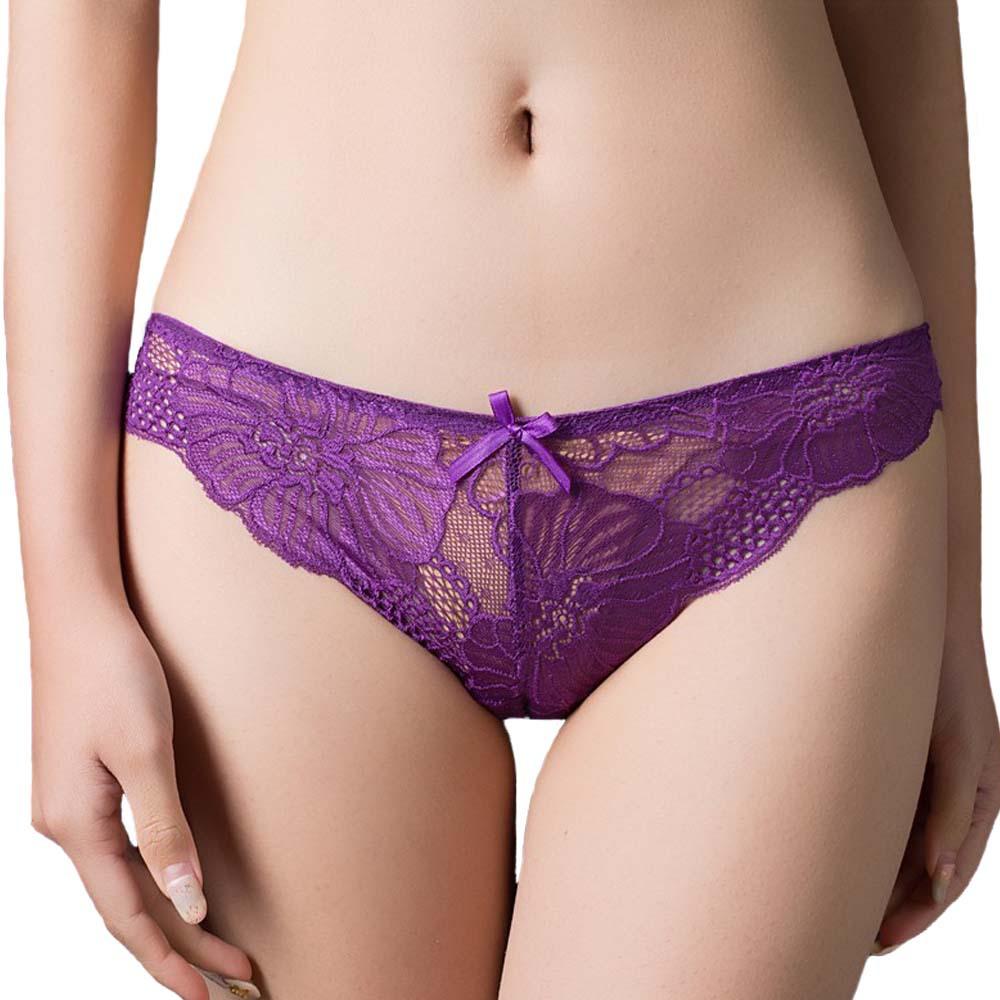 3pcs/lot Women's Sexy Hollow Lace Low Waist Triangle Panties Ruffle Edge Bow Underpants