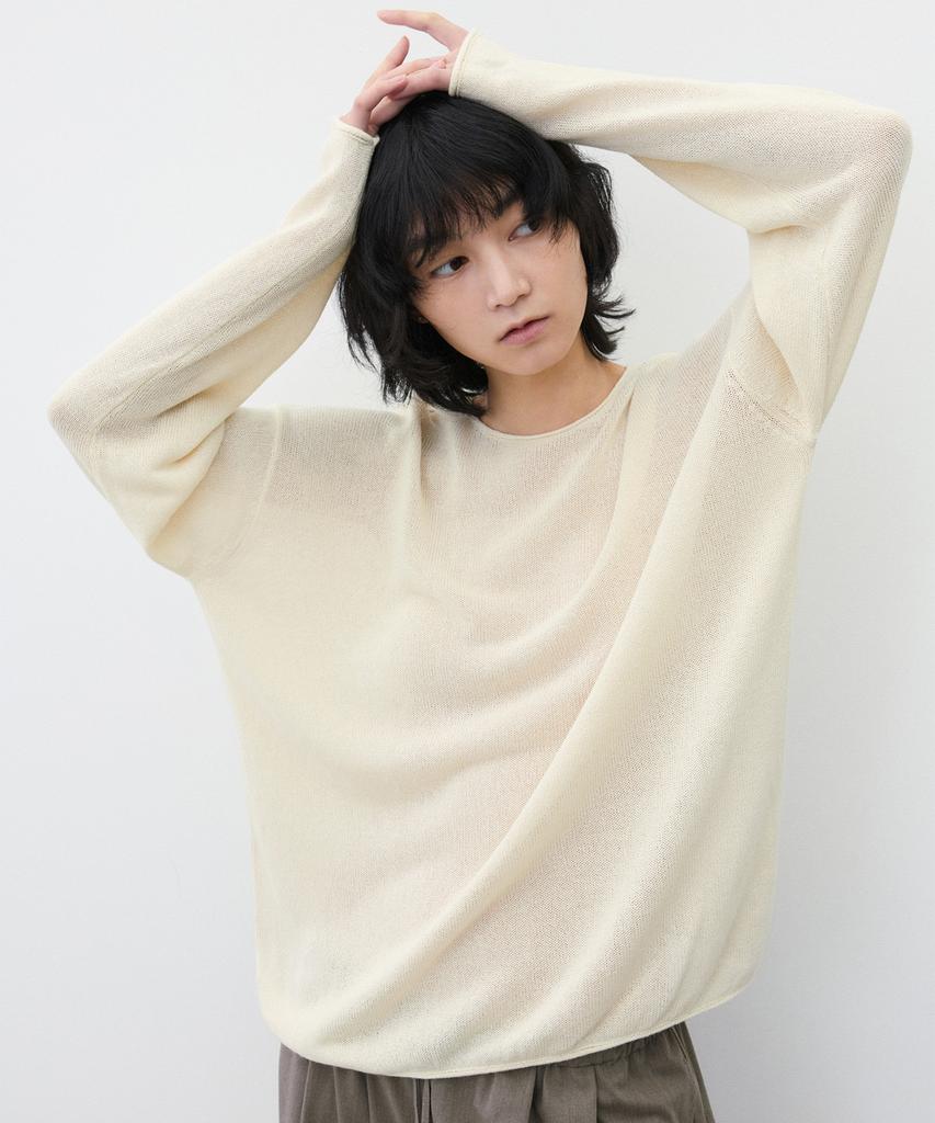 SUARE WOMEN Paper Cotton Oversized Sleeve Knit Natural