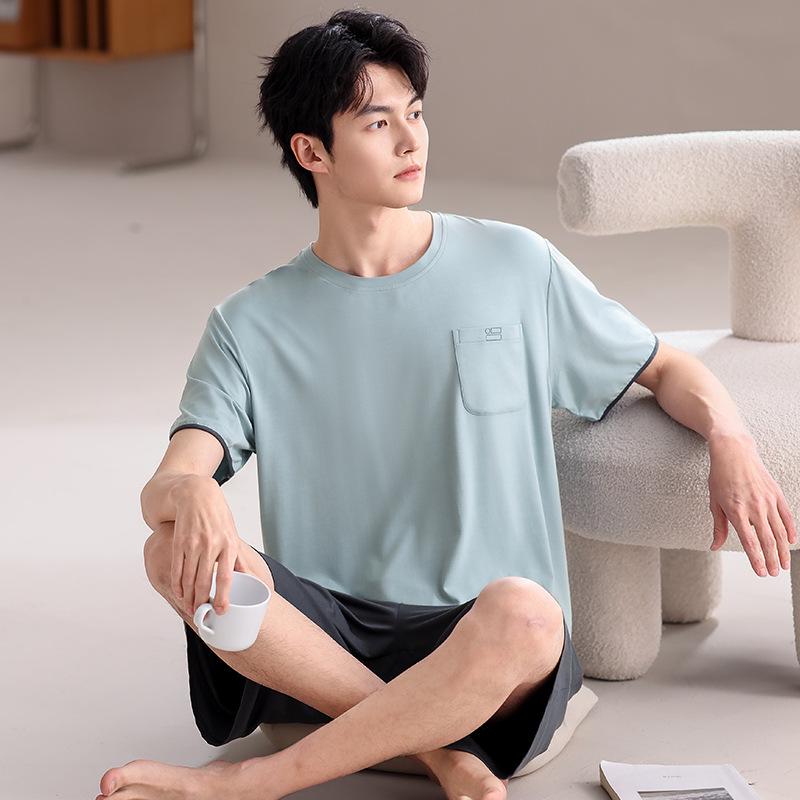 Men's Modal Summer Pajama Set: Short Sleeve & Shorts, Casual Plus Size Homewear