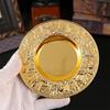 Liquor Serving Cup with Tray, Relief Pattern Metal Goblet for Dining Table Placement, Cabinet Use, and Baijiu Tasting