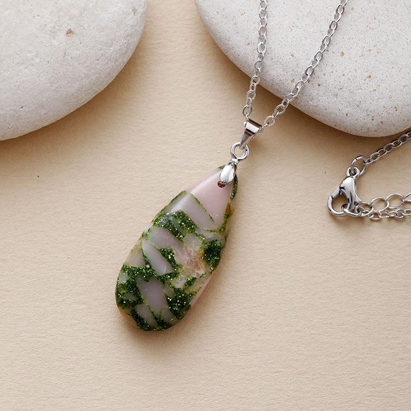 Luxury European and American fashion light luxury simple natural stone water drop pendant French short scarf necklace Choker jewelry