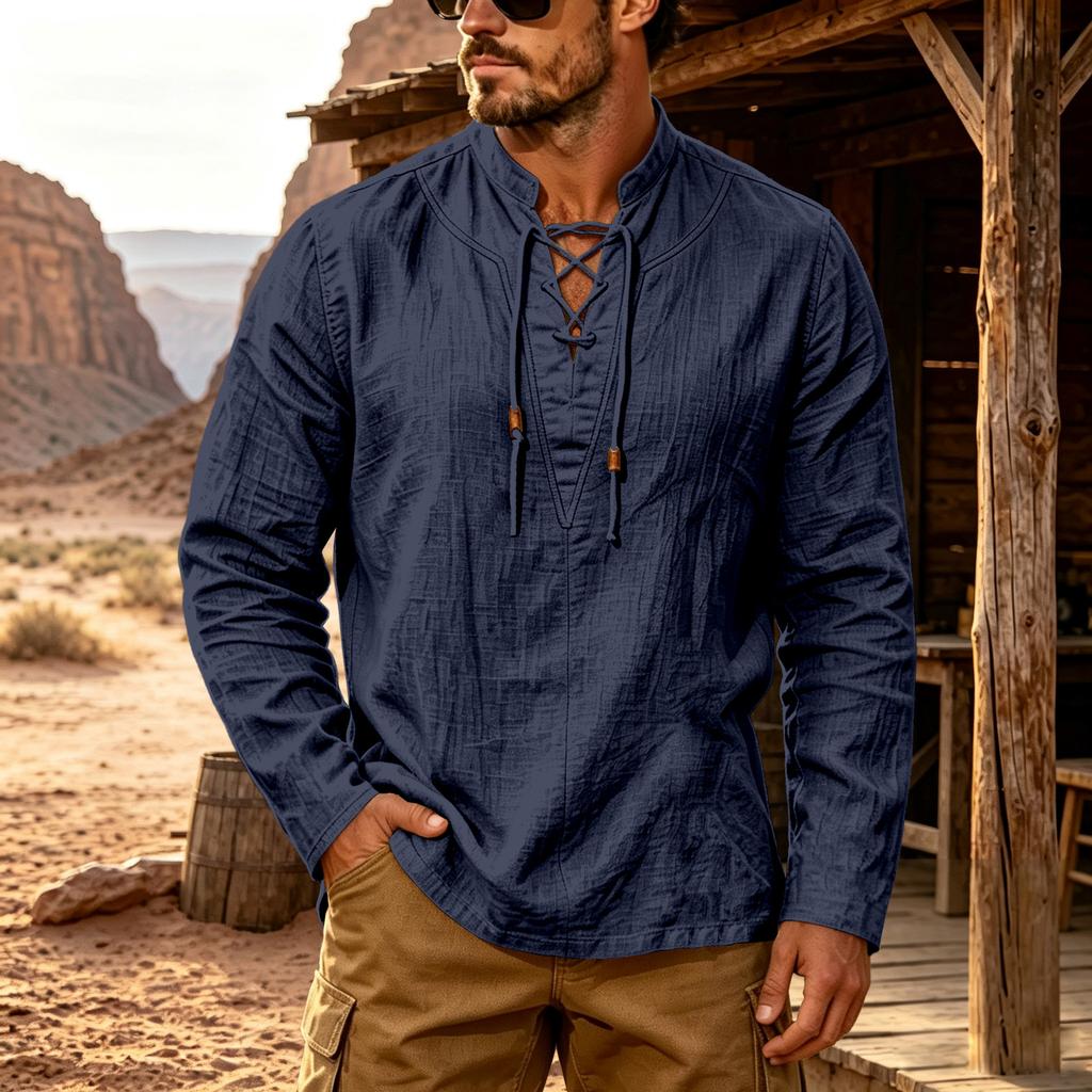 Men's Retro Casual Shirt with, Breathable and for