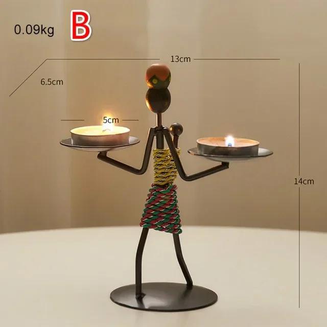 New Vintage Metal Candlestick Handmade Iron Candle Holder Creative Art Crafts Miniature Wrought Home Living Room Decoration
