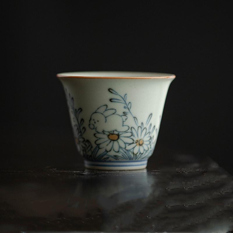 

1 шт. Керамическая подставка под чашку для чая с китайским цветочным узором, ручная работа, коврик для чайной чашки, домашняя подставка под пиалу для чая, персональная чашка мастера, чайный набор 40 мл 5.5x4.4cm 40ml