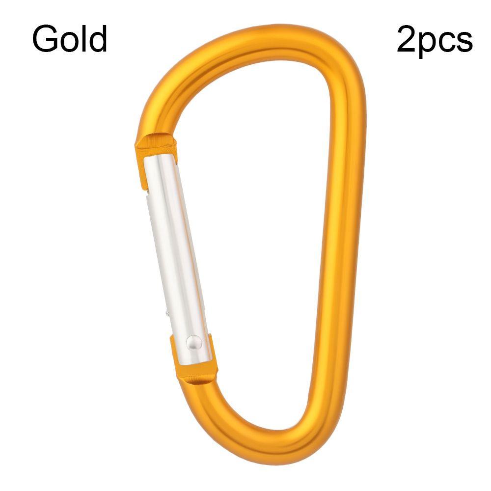 Оборудование разноцветный алюминиевый крючок для кемпинга и пешего туризма, карабин из сплава, брелок с пуговицей и пряжкой для восхождения 2pcs золотой