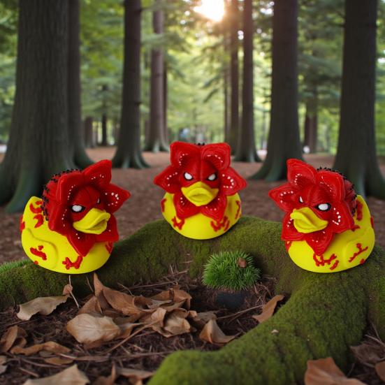 Duck Figurine Collectible 3D Printed Flower Duck Statue Small Desktop Ornament for Home Office Shelf Table Decor
