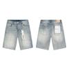 Purple Jeans Streetwear Loose Fit Denim Shorts Men Women Mid-Rise Straight Cut With Embroidery Stone Wash