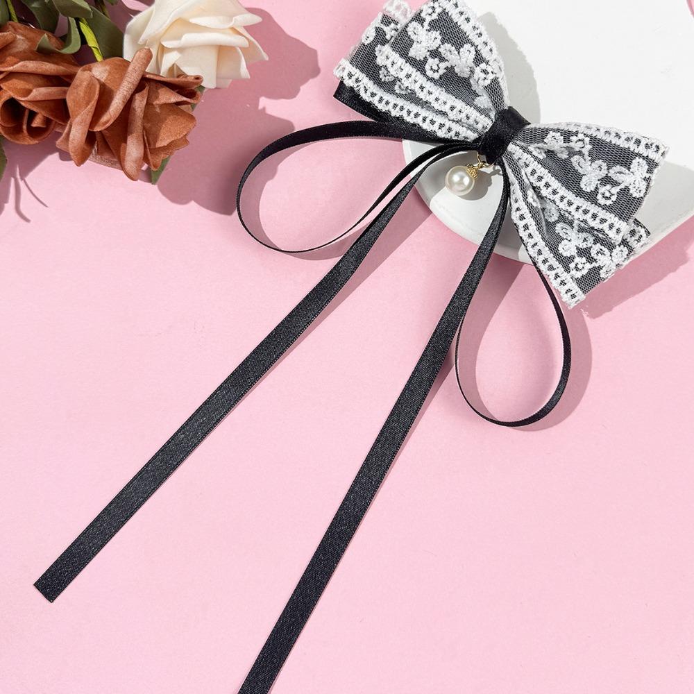 Vintage Fabric Lace Bow Brooches for Women Pearl Ribbon Bowknot Shirt Collar Pin Wedding Party Fashion Badge Jewelry Accessories