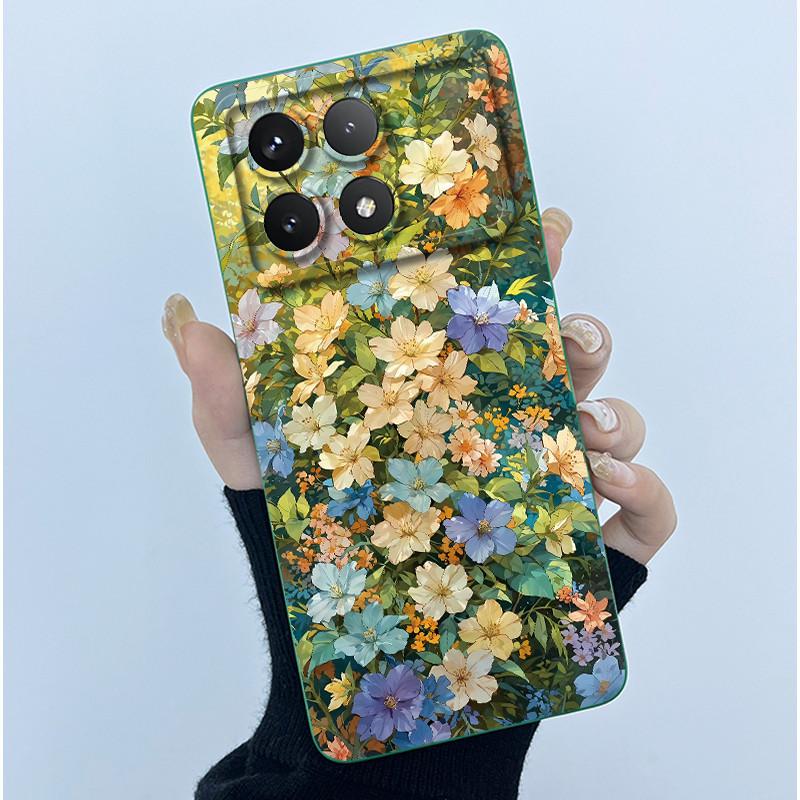 For Xiaomi Poco X6 Pro 5G Case Poco X6Pro Back Cover Fashion Simplicity Floral Soft Liquid Silicone Shell For PocoX6 Pro Fundas