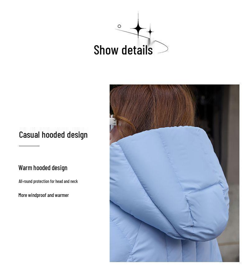 Beibei Cloud Light Luxury Hooded Down Jacket: Petite Mid-Length Puff Coat