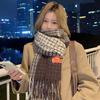 Korean version of imitation cashmere plaid scarf women's autumn and winter thickened warm scarf student versatile scarf live broadcast explosion