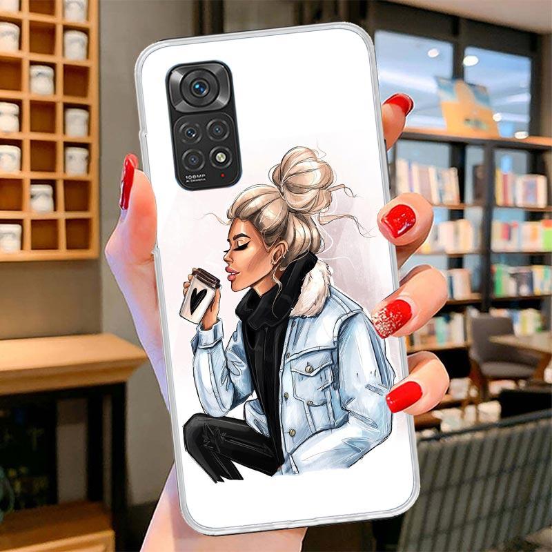 Girl Boss Female Coffee Cover Phone Case For Xiaomi Redmi Note 15 14 13 12 11 10 Pro Plus 14S 12S 11S 11T 11E 10S Soft Fundas Sh