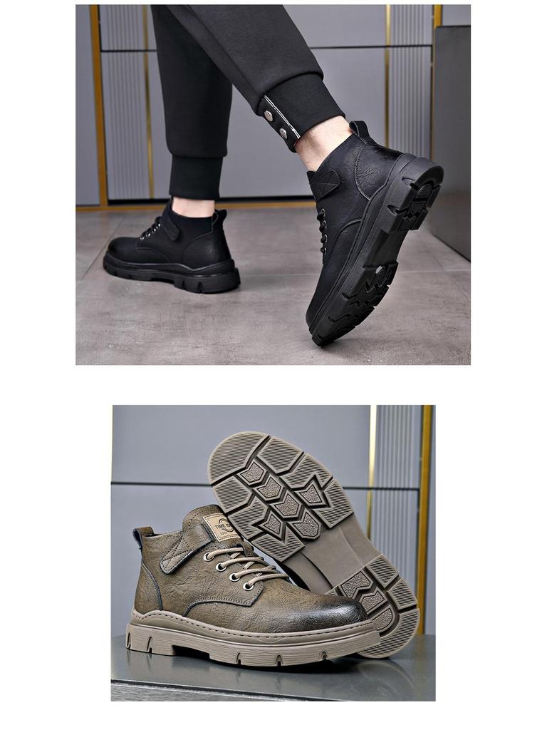 Men's 2023 Autumn/Winter High-Top Cotton Martin Boots: Stylish, Warm, Retro Leather Work Shoes