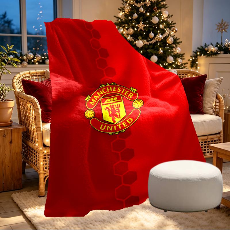Manchester United F.C. Decke mit Aufdruck - Weich & Bequem, für Schlafzimmer, Reise, Sofa, Heimdekoration - Geburtstags-Weihnachtsgeschenk für Freunde