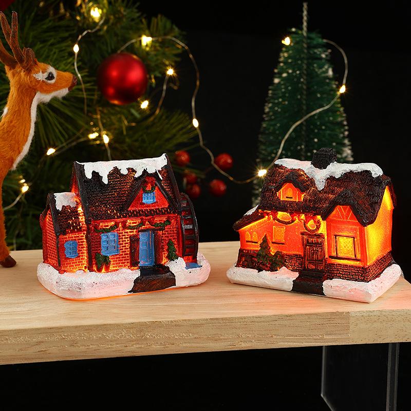 Christmas decorations small house micro landscape Christmas creative glowing small house Christmas gifts
