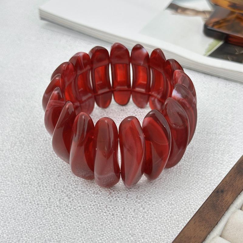 Bracelet Female special-shaped splicing Elastic resin bracelet Niche high-end smudging exaggerated jewelry
