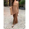 Irregular Loose Fit Knitwaer Off Shoulder Cape Blouse Casual  Cover Up Solid Color Knitted Blouses Sheer Knit Poncho Top Elegant Layering Clothing