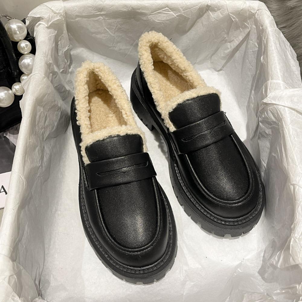 Fashion Amy and Michael Cute Girls Uniform Chunky Princess Shoes Female Women Brown Platform Pumps Retro Loafers Winter Warm Plush Shoes