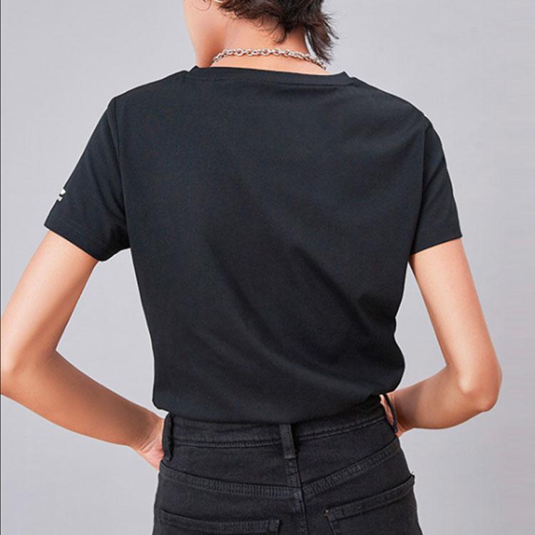 Li-Ning x Disney Joint Kung Fu Mickey Silhouette Print Short Sleeve T-Shirt Women Tops Black AHSQ144-1