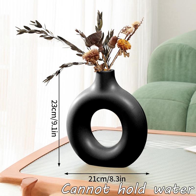 Imitation Reinweiße Vase Dekorative Vasen Einzelner Zweig Blumengesteck Ornament Donut-Design Blumentopf Tischdeko