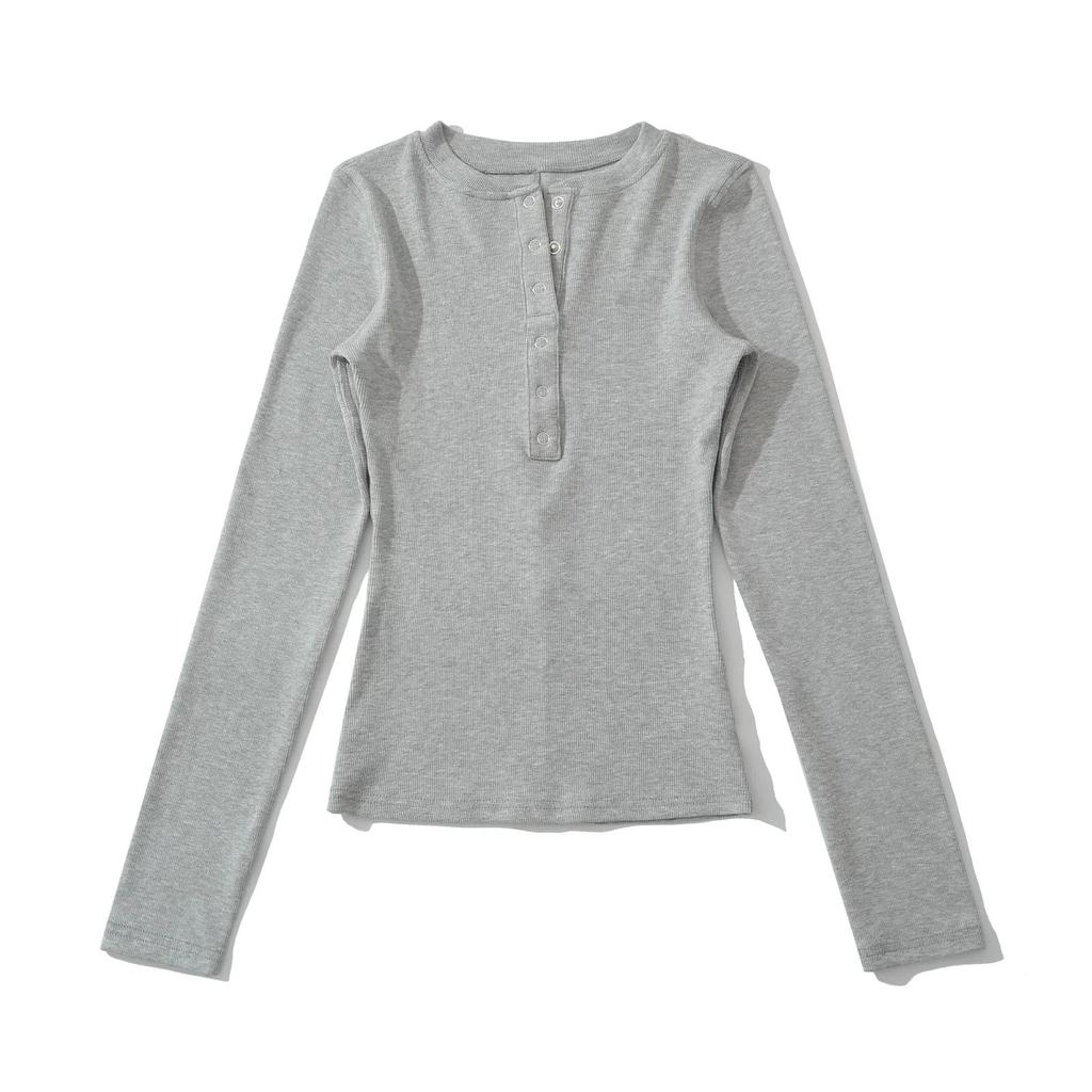 T-shirt da donna American Spicy Girl, vestibilità slim, manica lunga, bottoni, Autunno/Inverno 2025