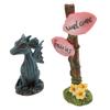 Miniature Dragon Guidepost Statue Set Synthetic Resin Fairy Statue Accessories for Garden Lawn