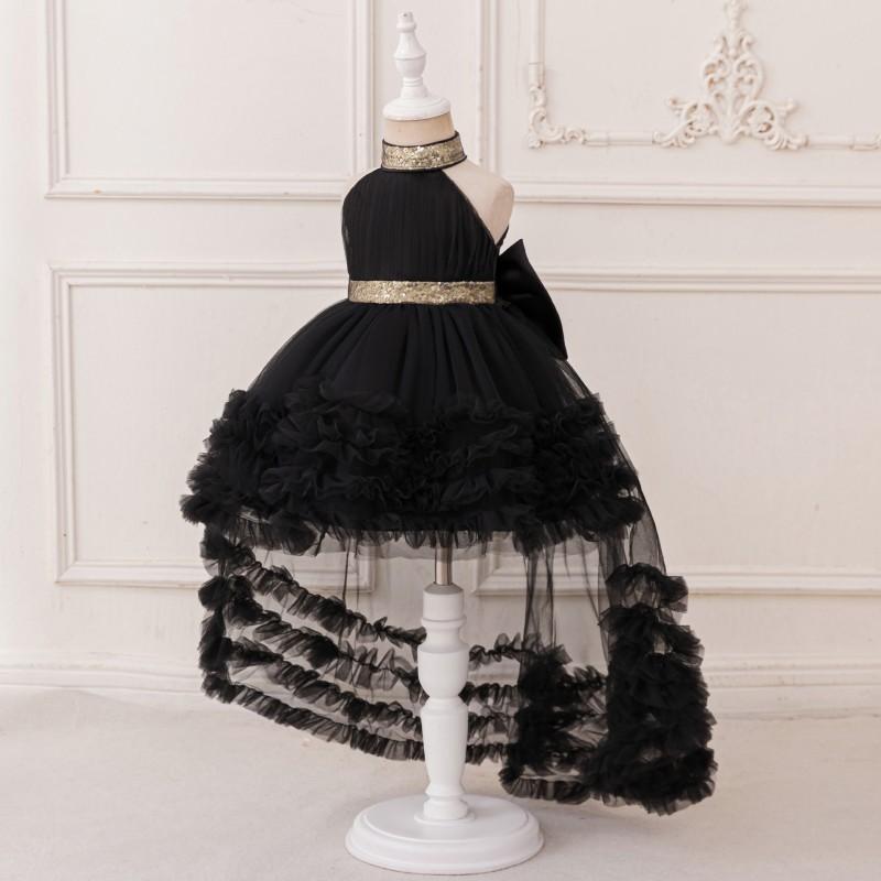 Baby Mädchen Tüll Pageant Kleid Ärmellos Pailletten Schleife Prinzessin Stil 1-3 Jahre Alt Party Taufe Hochzeit