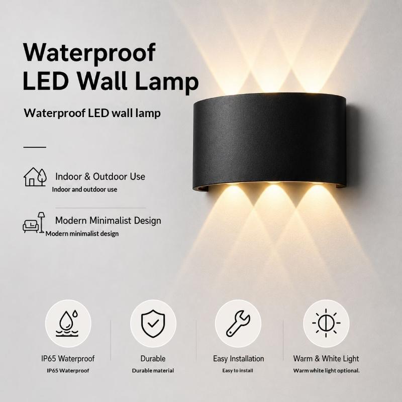 Up Down LED Wall Sconce Modern Black Wall Mount Light 1PC for Indoor Outdoor Home Hotel Hallway Decoration