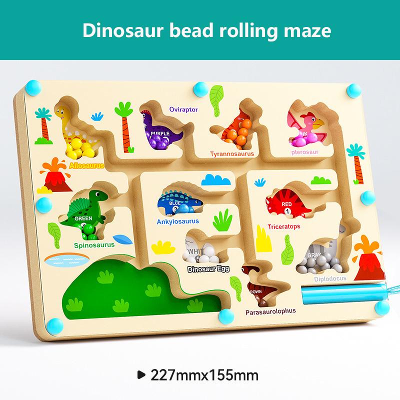 Montessori Magnetic Color Sorting Games Maze Board Pen Moving Bead Games Wooden Control Sensory Play Educational Toys for Kids