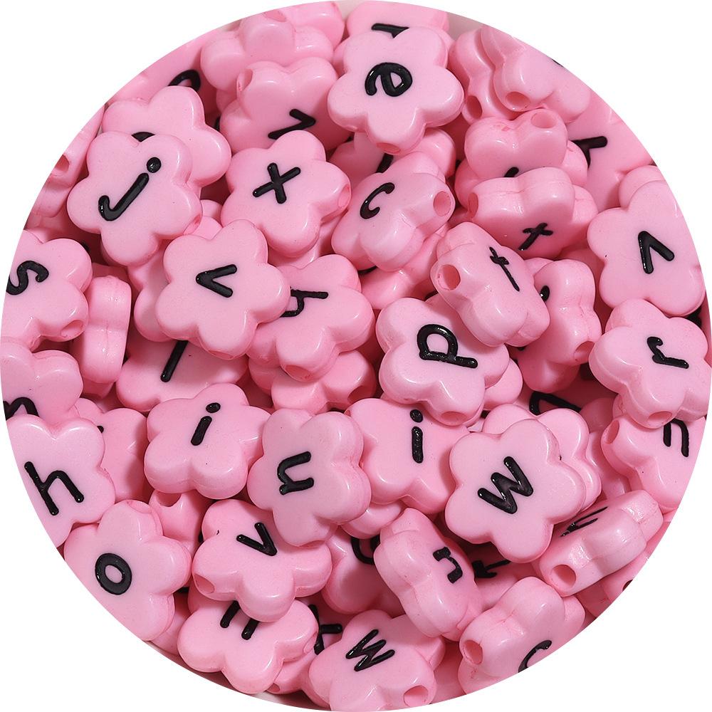 100pcs 11.5mm Acrylic Letter Beads Mixed Flower Alphabet Loose Spacer Beads DIY Jewelry Making Bracelets Necklace Accessories