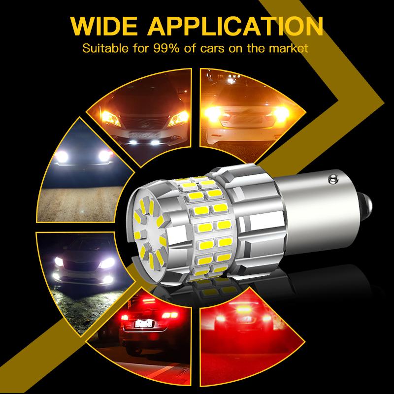 2PCS 1156 BA15S P21W BAU15S PY21W Parking Lamp Daytime Running/reverse/Brake Lights/Turn Signal 1157 T20 7443 W21/5W 3157 P27/7W