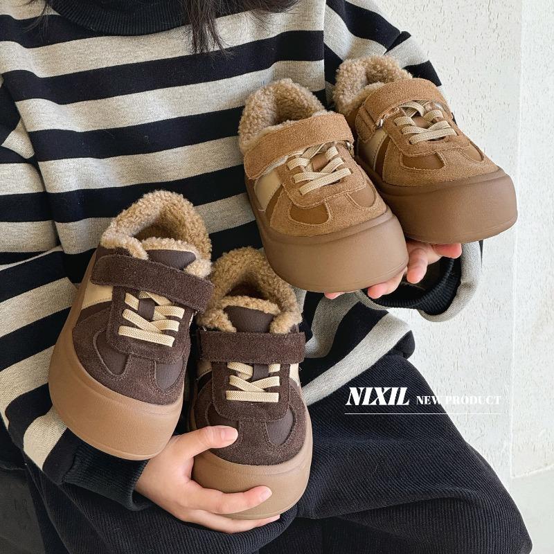 Classmate winter children's cotton shoes fashion lamb wool boys casual shoes matte girls cotton shoes