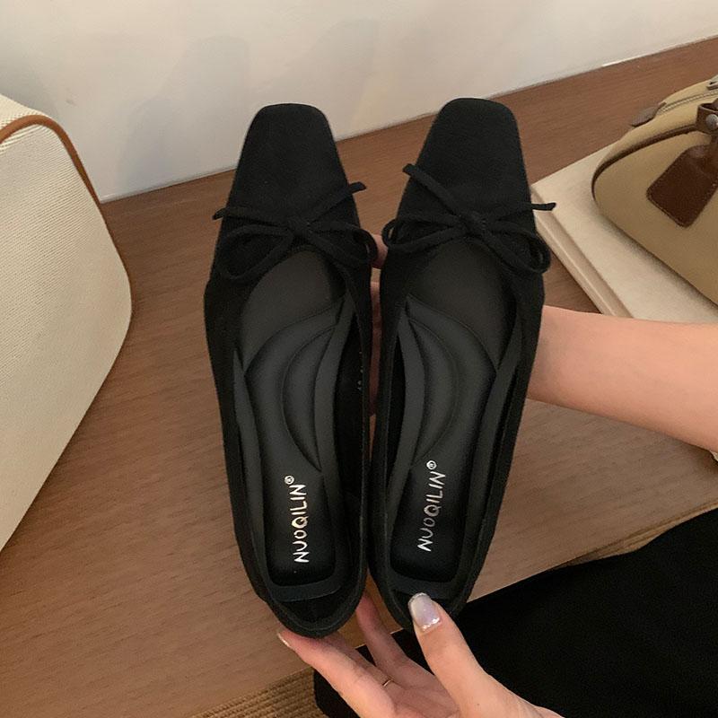 

Fashion Female Pointed Toe Ladies Heeled Shoes Butterfly-Knot Footwear With Low Heel Fashion Flock Women Slip On Shoes Pumps 35 чёрный