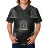 Men's Halloween Print Medical Scrub Top V Neck Tie Pocket Comfortable Fit Workwear for Healthcare Professionals Daily Use
