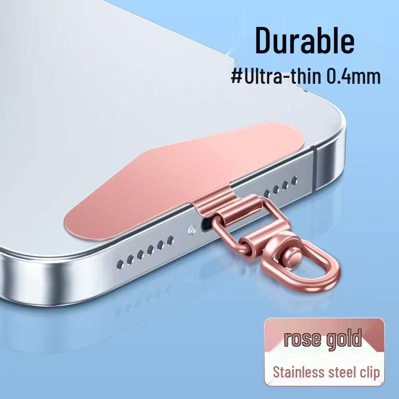 Ultra-thin 360° Rotating Stainless Steel Phone Lanyard Clip with Anti-Lost Universal Back Sticker