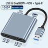 USB-C To Dual HDMI Adapter with USB 3.0 Hub, Supports Independent Triple Displays for M1/M2 Graphics Cards