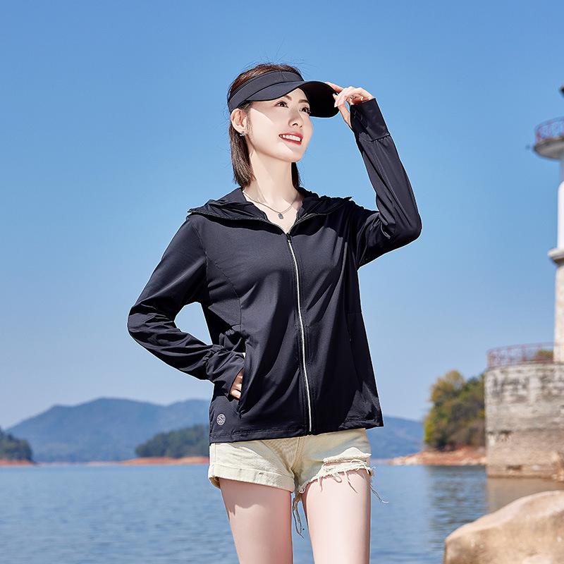 UPF + sunscreen clothing women's summer new ice silk large size fashion hooded sunscreen clothing cycling jacket thin