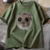 Sad Hamster T Shirt Funny Cute Cat Hamster Meme Trend Tshirt for Unisex WOMEN Cotton Tshirt Summer Short Sleeve Unisex Tee tops