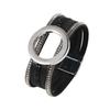 Womens Geometric Alloy Magnetic Clasp PU Leather Bracelet With Large Circle Chain Fashion OL Style