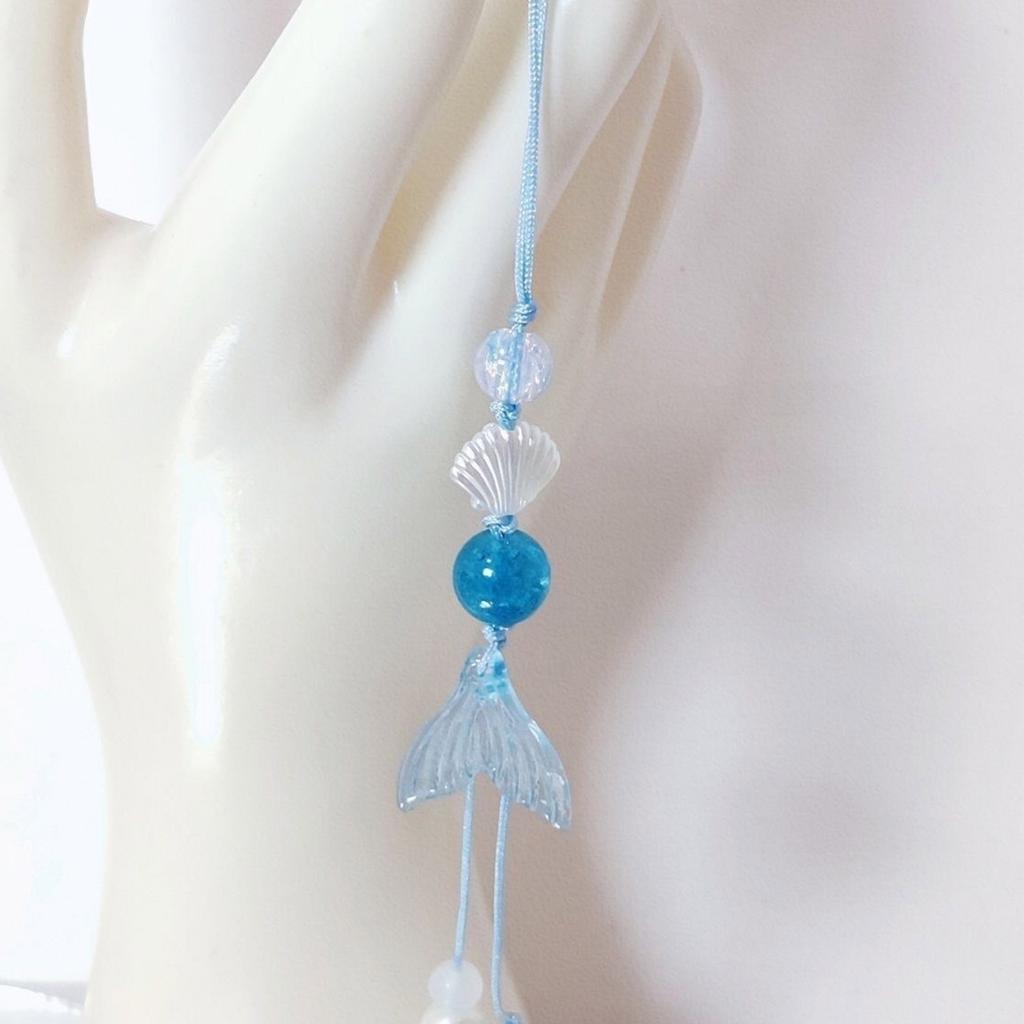 Fashion Fish Tail Shell Bead Pendant Phone Straps Lanyard Pocket Keychain Strap Backpack Charm Car Key Decoration Chain