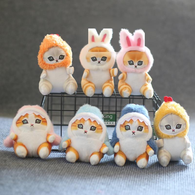 Adorable Shark Cat Plush Keychain Soft Short Plush Stuffed Animal Bag Charm