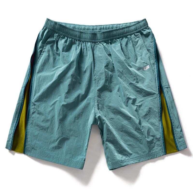 Men's Quick Dry Nylon Athletic Shorts – Contrast Side Panel Elastic Waist Sports Shorts for Outdoor & Streetwear