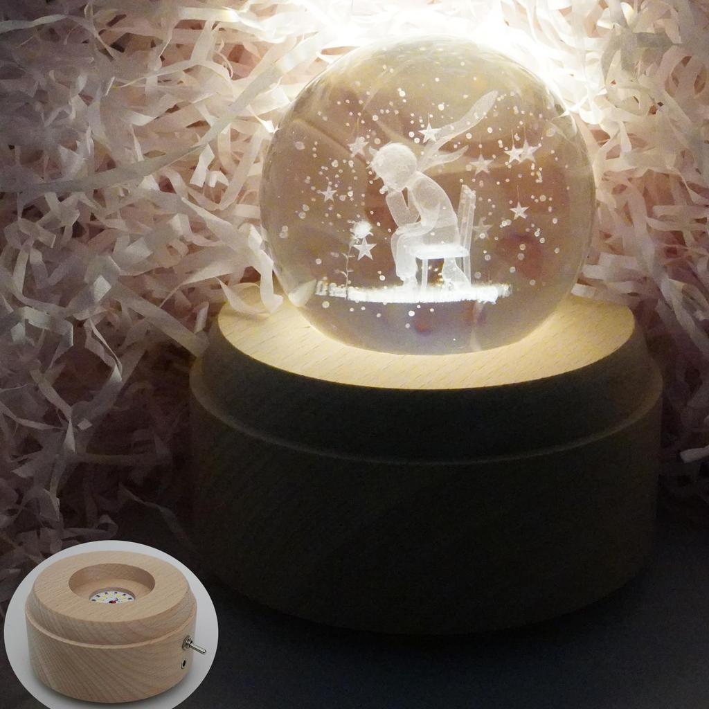 Authentic Music Box with Gift Popular Gift for and Features Crystal LED Ambient USB Projection Wooden Bedside Romantic Soothing Perfect for and Other