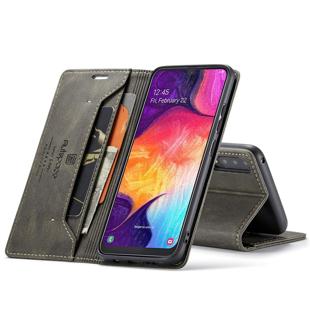 Premium Vintage Leather Wallet Case for Samsung Galaxy A50/A30S/A50S - RFID Blocking Flip Cover with Card Slots (4 Colors)