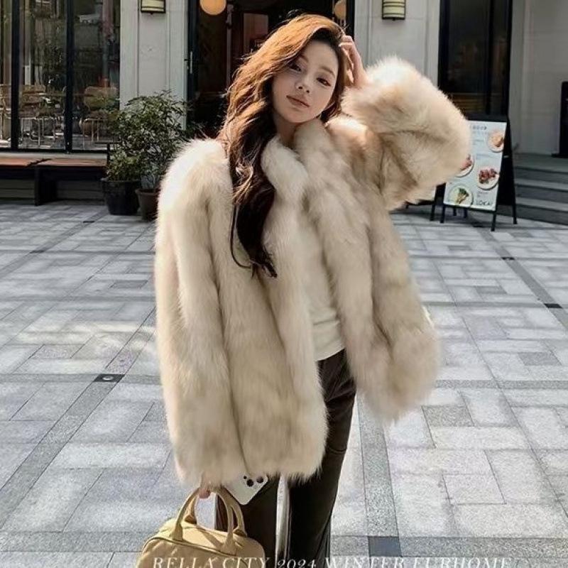 

Новая женская зимняя шуба из искусственного лисьего меха с воротником-стойкой, визуально стройнящая, шуба из искусственного норкового меха в стиле знаменитостей L size 120-67.5 kg