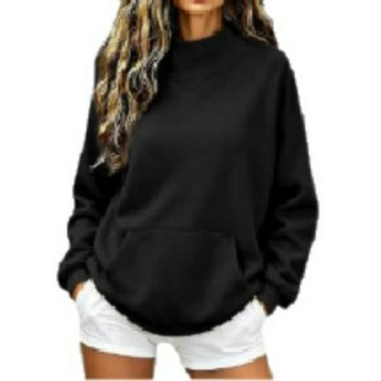 2026 Einfarbiger Damen Herbst Winter Lockerer Rundhals Langarm Hoodie