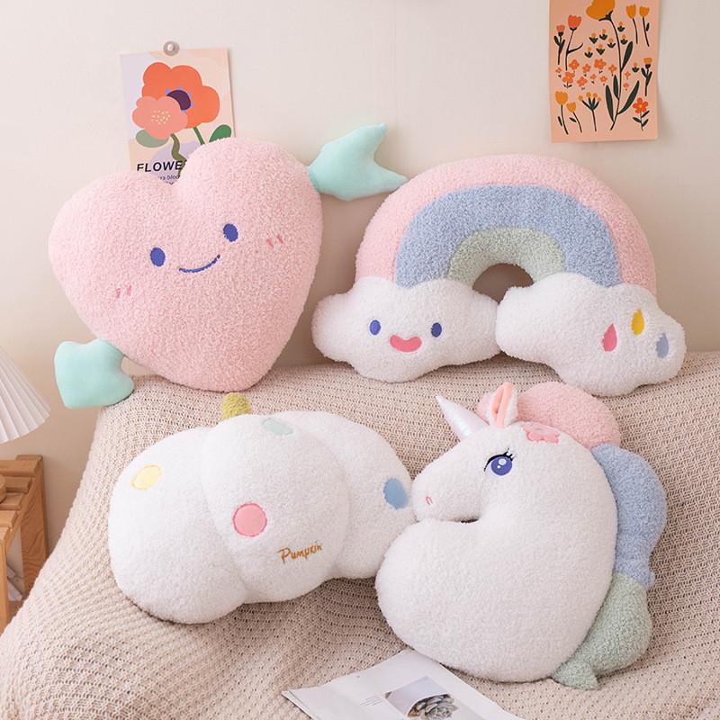 Rainbow Pumpkin Unicorn Pillow Plush Toy Back Cushion Bedroom Gift Decoration