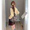 Korean Ins Style Plaid Crossbody Bag, Autumn Winter Balletcore Shoulder Bag, Croissant Bag Large Capacity